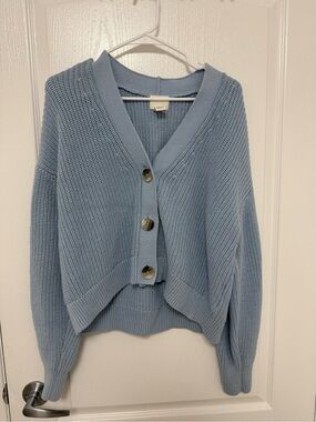 H&M Pale Blue Chunky Button-Front Cardigan
